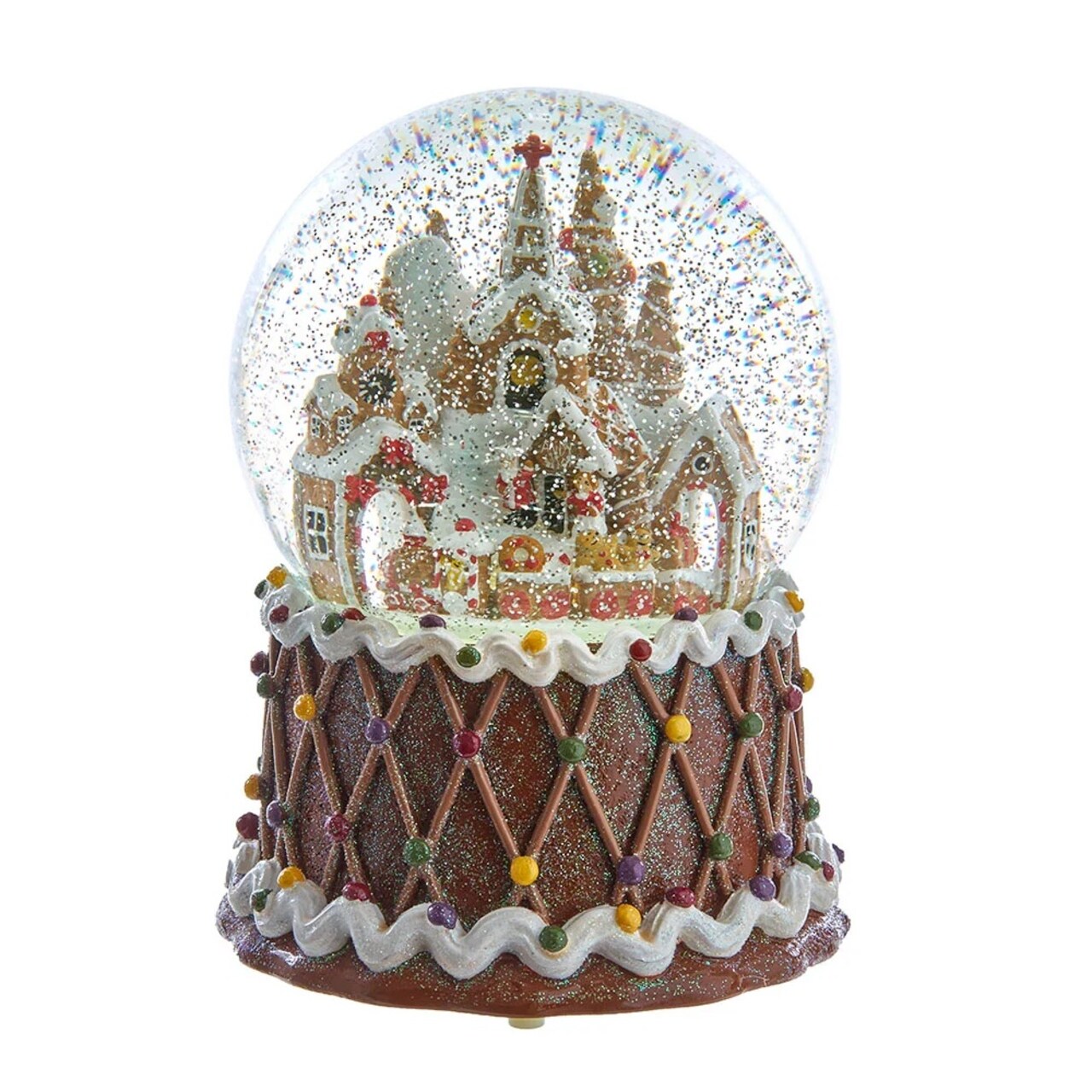 KSA 10" Battery Operated Lighted Musical Gingerbread Christmas Snow Globe